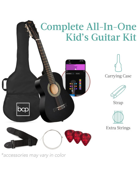 Guitarra Acústica para Niños 30" Negro - Kit Todo en Uno Guitarra Acústica para Niños 30" Negro - Kit Todo en Uno