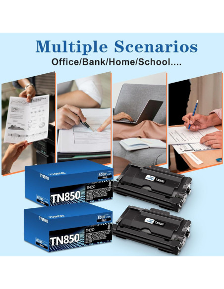 Paquete de 2 Cartuchos de Tóner TN850 Aililiya Negro 8000 Páginas Paquete de 2 Cartuchos de Tóner TN850 Aililiya Negro 8000 Páginas