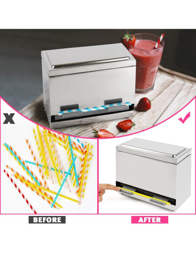 Dispensador de Pajitas Reutilizables Creproly Acero Inoxidable Plata