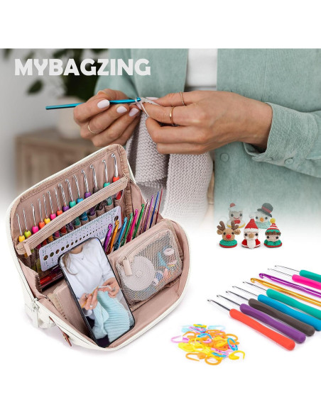 Conjunto de Ganchillos MYBAGZING 82 Piezas Estuche Aluminio Conjunto de Ganchillos MYBAGZING 82 Piezas Estuche Aluminio