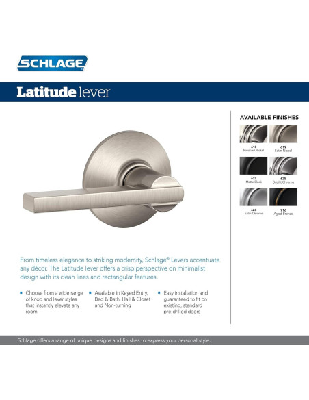 Cerradura de Paso Schlage F10 LAT 716 Bronce Envejecido - Paquete de 4 Cerradura de Paso Schlage F10 LAT 716 Bronce Envejecido - Paquete de 4