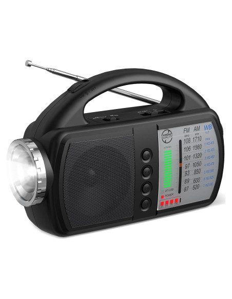 Radio Meteorológica Audiocrazy AM FM NOAA Portátil con Linterna Radio Meteorológica Audiocrazy AM FM NOAA Portátil con Linterna