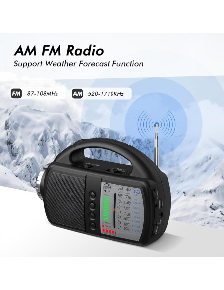 Radio Meteorológica Audiocrazy AM FM NOAA Portátil con Linterna Radio Meteorológica Audiocrazy AM FM NOAA Portátil con Linterna