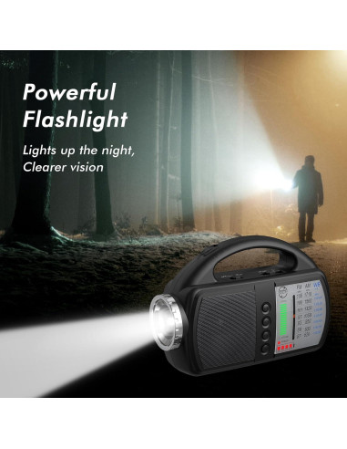 Radio Meteorológica Audiocrazy AM FM NOAA Portátil con Linterna