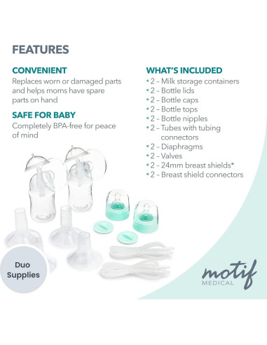 Kit de Reemplazo para Extractor de Leche Doble Motif Duo - 24mm