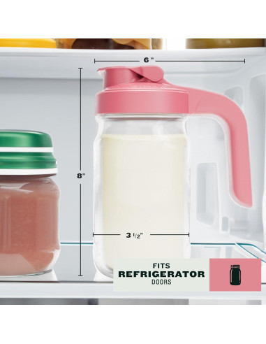 Jarra de vidrio County Line Kitchen 1 cuarto Rosa a prueba de fugas