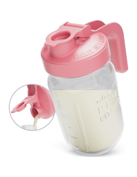 Jarra de vidrio County Line Kitchen 1 cuarto Rosa a prueba de fugas Jarra de vidrio County Line Kitchen 1 cuarto Rosa a prueba de fugas