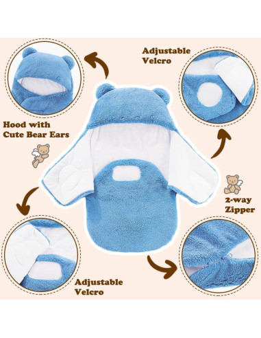Manta de Envoltura para Bebés AiWMGL Forro Polar Invierno 0-3 Meses