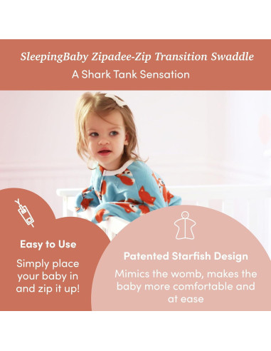 SleepingBaby Zipadee-Zip Manta de Swaddle Zorro Amigable Mediano