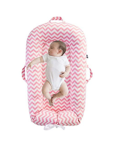 Funda de Reemplazo Dockatot Deluxe+ IBraFashion 100% Algodón Chevron Rosa