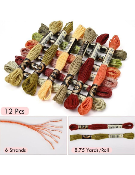 Hilo de Bordado CABODYALS 12 Madejas 105 Yards Poliester Hilo de Bordado CABODYALS 12 Madejas 105 Yards Poliester