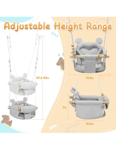 Columpio para Bebés OTONIPU Madera Ajustable 30-46cm Gris