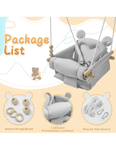 Columpio para Bebés OTONIPU Madera Ajustable 30-46cm Gris