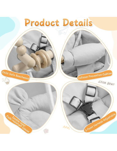 Columpio para Bebés OTONIPU Madera Ajustable 30-46cm Gris