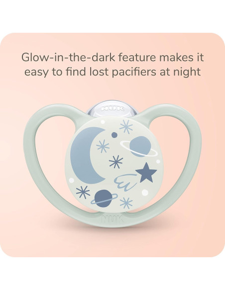 Chupete ortodóntico NUK Space 0-6 meses brilla en la oscuridad Chupete ortodóntico NUK Space 0-6 meses brilla en la oscuridad