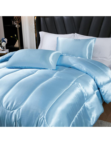 Juego de Edredón de Satén Rey Bedding Dreamer Azul Bebé Juego de Edredón de Satén Rey Bedding Dreamer Azul Bebé