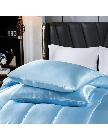 Juego de Edredón de Satén Rey Bedding Dreamer Azul Bebé Juego de Edredón de Satén Rey Bedding Dreamer Azul Bebé