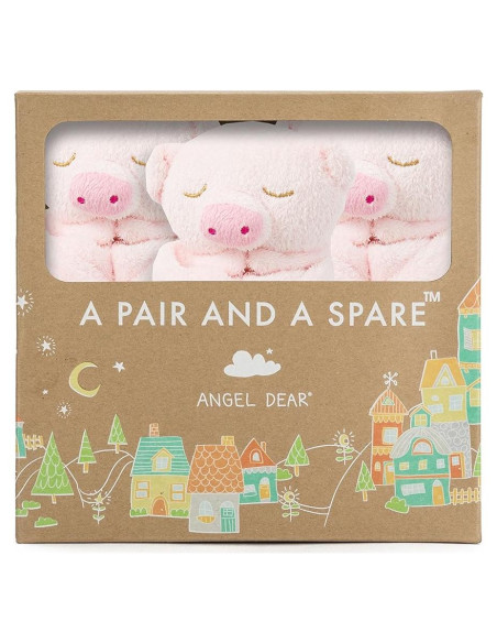 Conjunto de 3 Mantas Angel Dear Cerdito Rosa 35.56x35.56 cm Conjunto de 3 Mantas Angel Dear Cerdito Rosa 35.56x35.56 cm