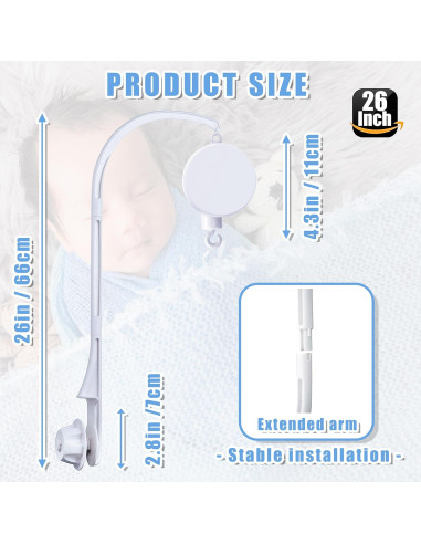 Soporte de Móvil para Cuna de Bebé RUGUO 66 cm Ajustable