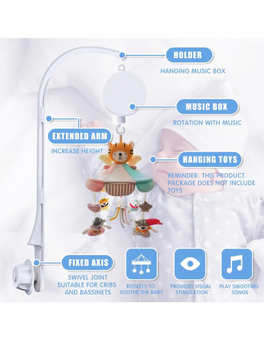 Soporte de Móvil para Cuna de Bebé RUGUO 66 cm Ajustable