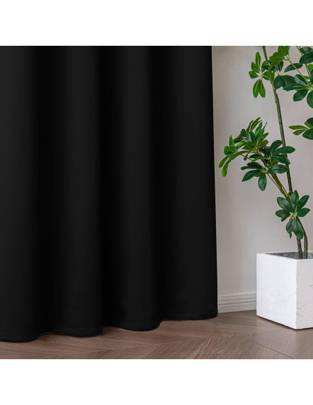 Cortinas Opacas RainCharm 52x84 Pulgadas, 2 Paneles Negros Cortinas Opacas RainCharm 52x84 Pulgadas, 2 Paneles Negros