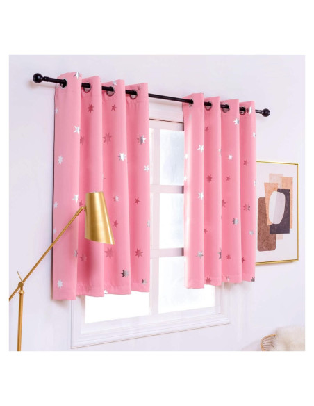 Cortinas Opacas Anjee Rosa 97x137 cm Estrellas Plateadas Cortinas Opacas Anjee Rosa 97x137 cm Estrellas Plateadas