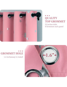 Cortinas Opacas Anjee Rosa 97x137 cm Estrellas Plateadas 2