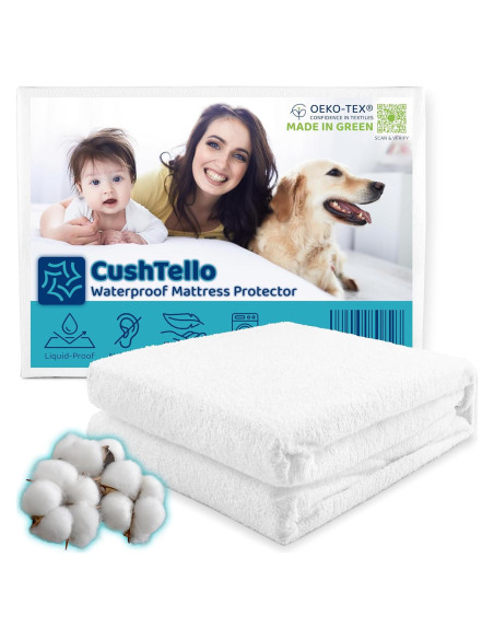 Protector de colchón impermeable CushTello para cuna 132x71cm Protector de colchón impermeable CushTello para cuna 132x71cm