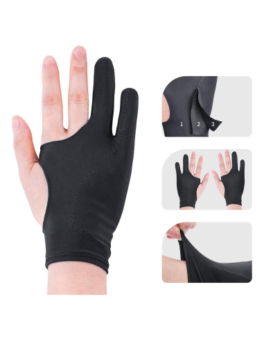 Guantes de Dibujo Artístico GUUGEI - 2 Paquetes Negros