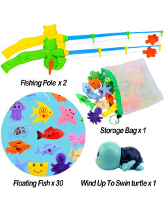 Juego de Pesca Magnética para Baño AUUGUU - 2 Cañas y Peces 2