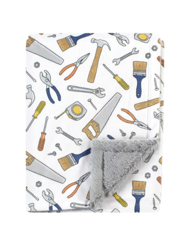 Manta de Peluche Hudson Baby Unisex 76x102 cm Trabajo de Construcción