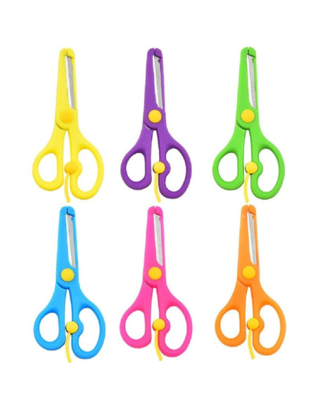 Tijeras de Seguridad para Niños FASALX - 6 Piezas Colores Variados Tijeras de Seguridad para Niños FASALX - 6 Piezas Colores Variados