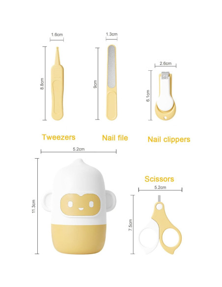 Kit de Uñas para Bebés Wentwos 4 en 1 Amarillo Kit de Uñas para Bebés Wentwos 4 en 1 Amarillo
