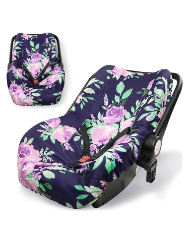 Funda de Asiento de Coche para Bebé TANOFAR, Floral Morado