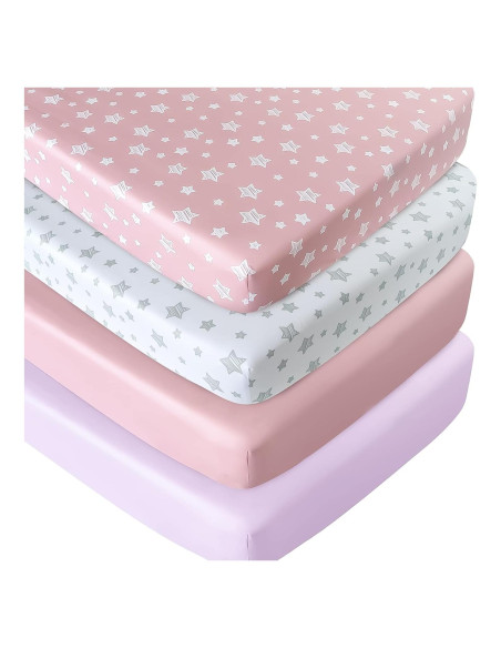 Sábanas Ajustadas para Cuna Moonsea 4 Piezas Rosa 132x71cm Sábanas Ajustadas para Cuna Moonsea 4 Piezas Rosa 132x71cm