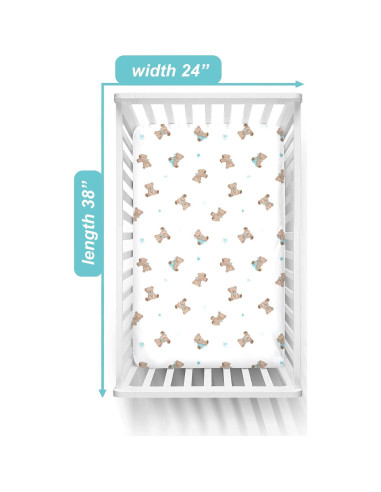 Hoja de cuna mini ajustada American Baby 100% algodón 61x96.5 cm