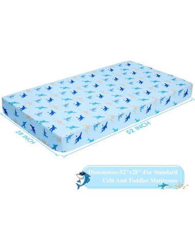 Sábana Ajustada para Cuna UOMNY Tiburones 132x71 cm Microfibra