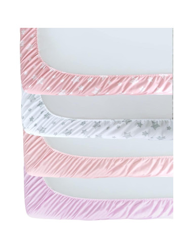 Sábanas Ajustadas para Cuna Moonsea 4 Piezas Rosa 132x71cm