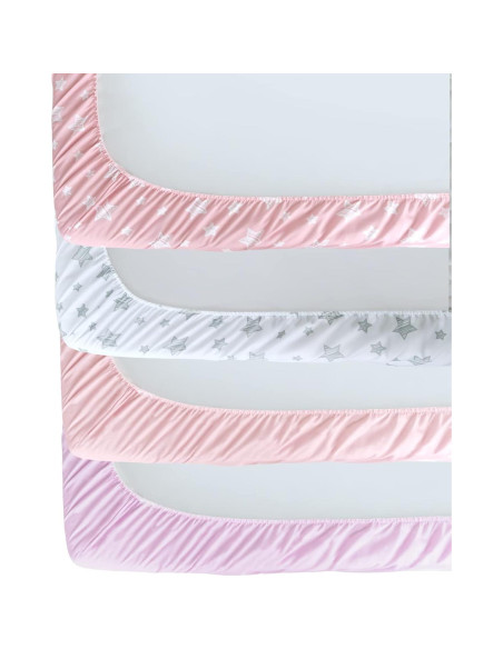Sábanas Ajustadas para Cuna Moonsea 4 Piezas Rosa 132x71cm Sábanas Ajustadas para Cuna Moonsea 4 Piezas Rosa 132x71cm