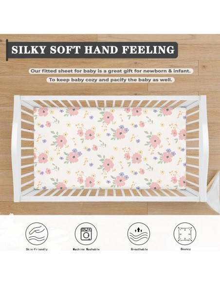 Sábana Ajustable de Cuna Winpema Floral Rosa 71x132 cm Sábana Ajustable de Cuna Winpema Floral Rosa 71x132 cm