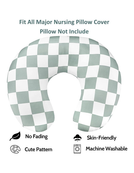 Funda de Almohada de Lactancia DILIMI Cuadrícula Verde Suave Funda de Almohada de Lactancia DILIMI Cuadrícula Verde Suave