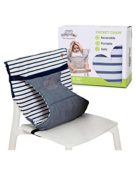 Silla Alta Portátil BabyToLove Denim | Asiento Seguro para Bebés Silla Alta Portátil BabyToLove Denim | Asiento Seguro para Bebés