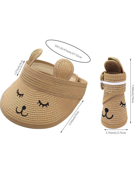 Gorro de Visera de Paja para Bebé Conejo Marrón 1-4 Años Gorro de Visera de Paja para Bebé Conejo Marrón 1-4 Años