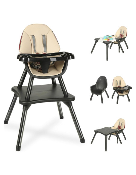 Silla Alta Convertible 6 en 1 XueMi para Bebés y Niños - Negra Silla Alta Convertible 6 en 1 XueMi para Bebés y Niños - Negra