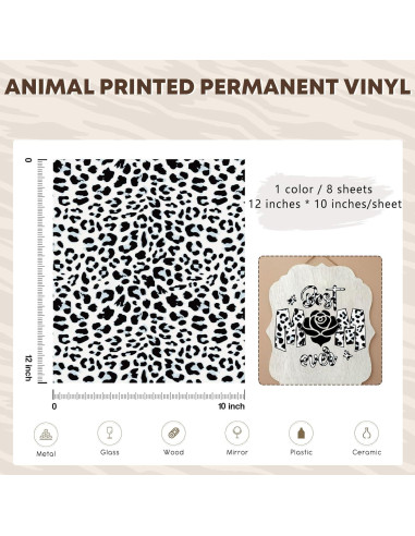 Vinilo Adhesivo Permanente Tintnut Leopardo 8 Hojas 30x25cm
