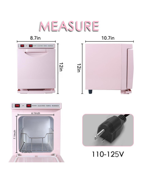 Calentador de Toallas 5.5L HYTOBP Rosa para Spa y Belleza Calentador de Toallas 5.5L HYTOBP Rosa para Spa y Belleza