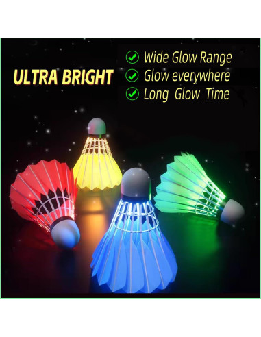 Volantes de Bádminton LED ZHENAN P401 Multicolor 4 Pcs