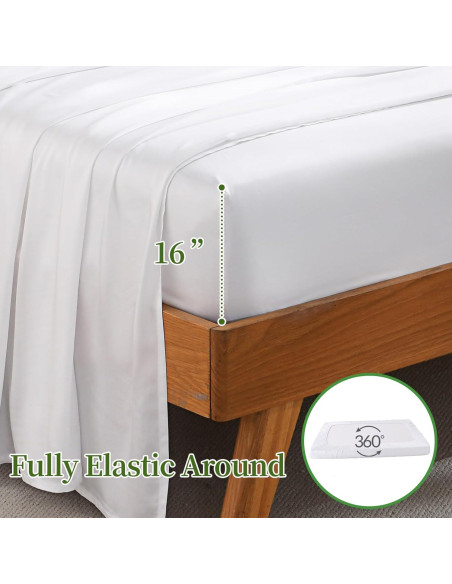 Juego de Sábanas Twin XL Rosecret 300 Hilos Viscosa Bambú Blanco Juego de Sábanas Twin XL Rosecret 300 Hilos Viscosa Bambú Blanco
