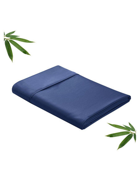Sábana Plana Completa Zaizaihome Viscosa de Bambú Azul Marino Sábana Plana Completa Zaizaihome Viscosa de Bambú Azul Marino