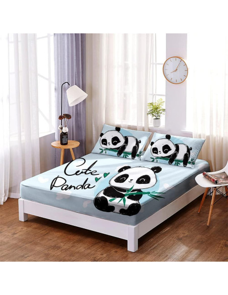 Conjunto de Sábanas Queen Wajade Panda 3D Microfibra 3 Piezas Conjunto de Sábanas Queen Wajade Panda 3D Microfibra 3 Piezas